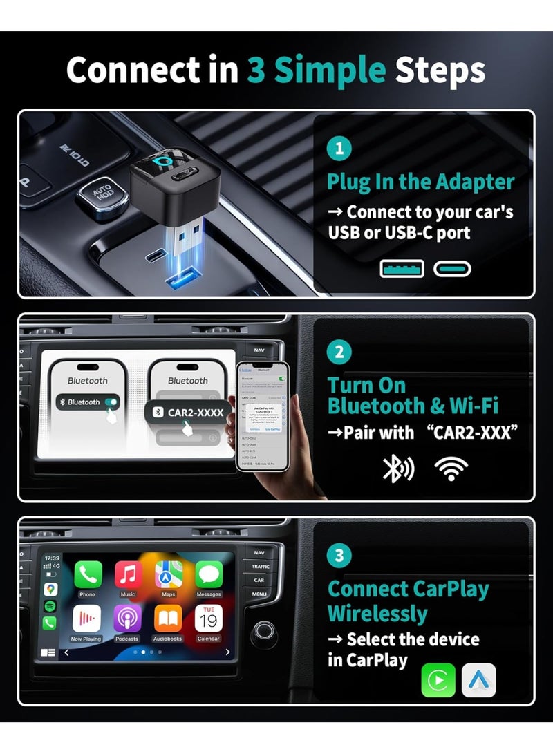 OTTOCAST Mini Pico (2026 Version) Wireless 2-in-1 CarPlay & Android Auto Adapter, Plug & Play Dongle for iPhone & Android, Auto Connect, One-Tap Disconnect,Wi-Fi 6 & Bluetooth 5.4 for Low-Latency - Image 4